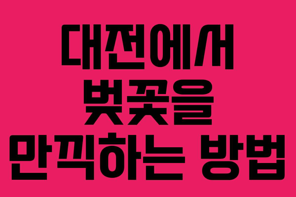 대전에서 벚꽃을 만끽하는 방법