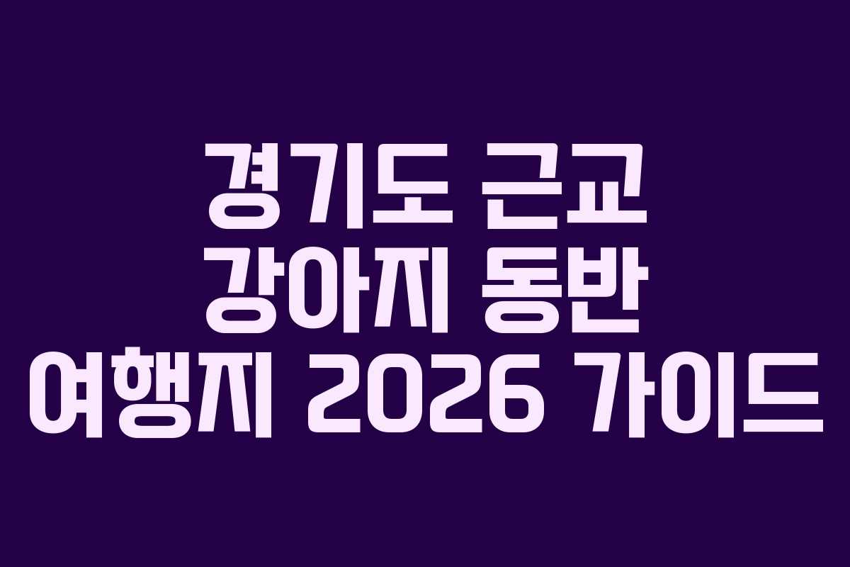 경기도 근교 강아지 동반 여행지 2026 가이드