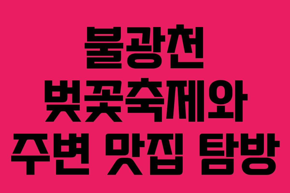 불광천 벚꽃축제와 주변 맛집 탐방 불광천 벚꽃축제와 주변 맛집 탐방