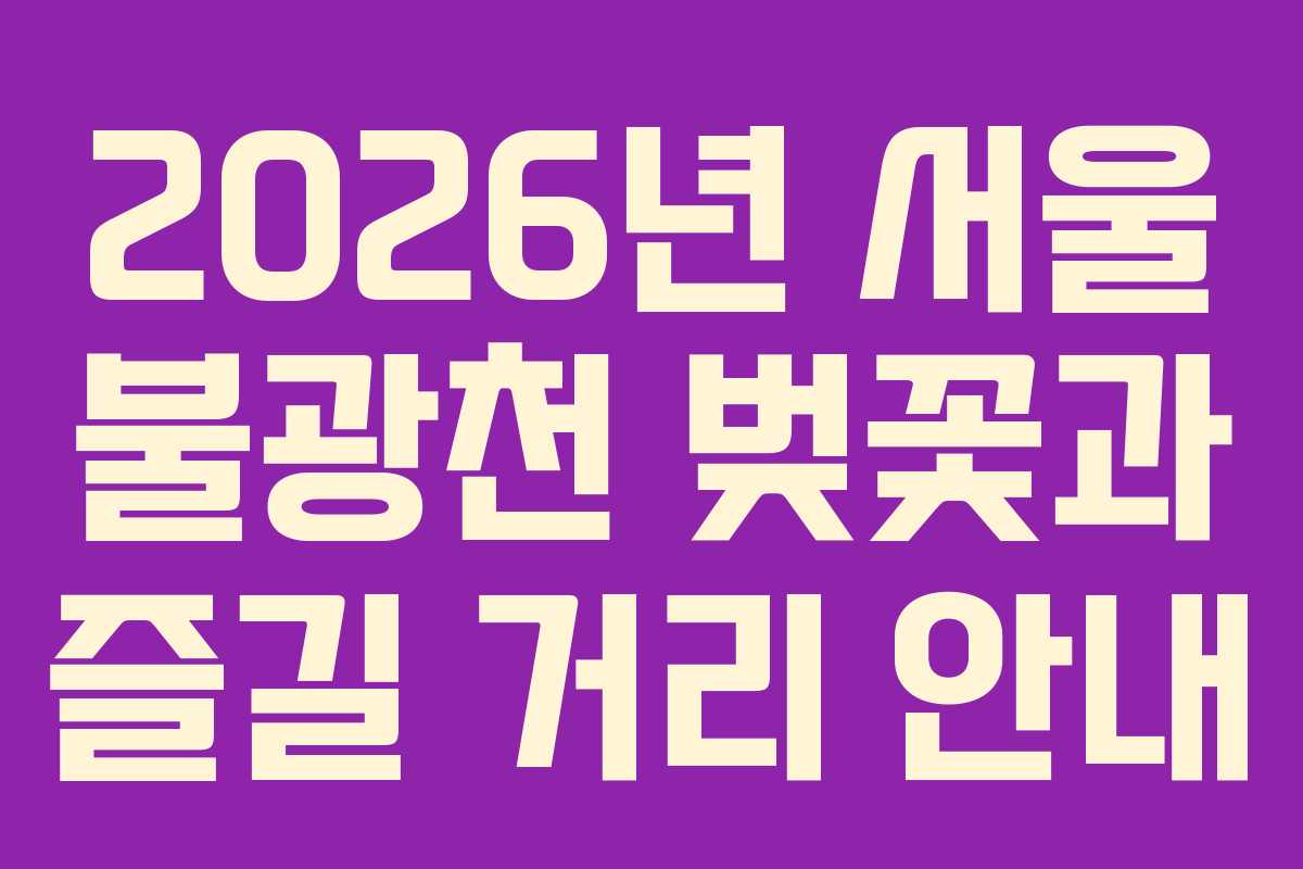 2026년 서울 불광천 벚꽃과 즐길 거리 안내