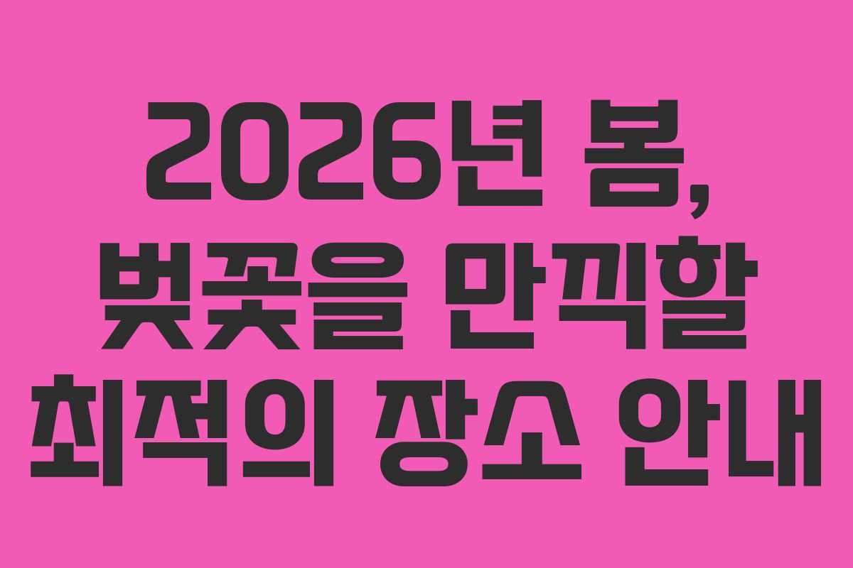 2026년 봄, 벚꽃을 만끽할 최적의 장소 안내 2026년 봄, 벚꽃을 만끽할 최적의 장소 안내