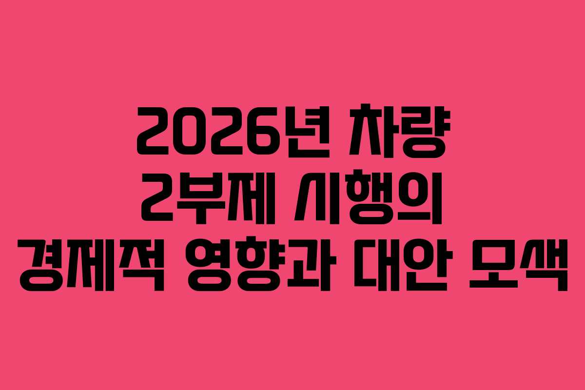 2026년 차량 2부제 시행의 경제적 영향과 대안 모색