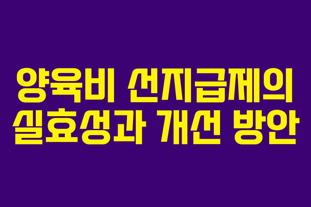 양육비 선지급제의 실효성과 개선 방안