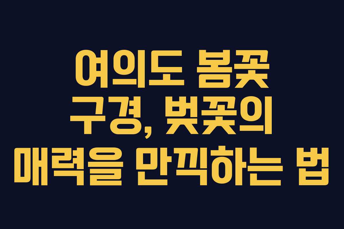 여의도 봄꽃 구경, 벚꽃의 매력을 만끽하는 법 여의도 봄꽃 구경, 벚꽃의 매력을 만끽하는 법