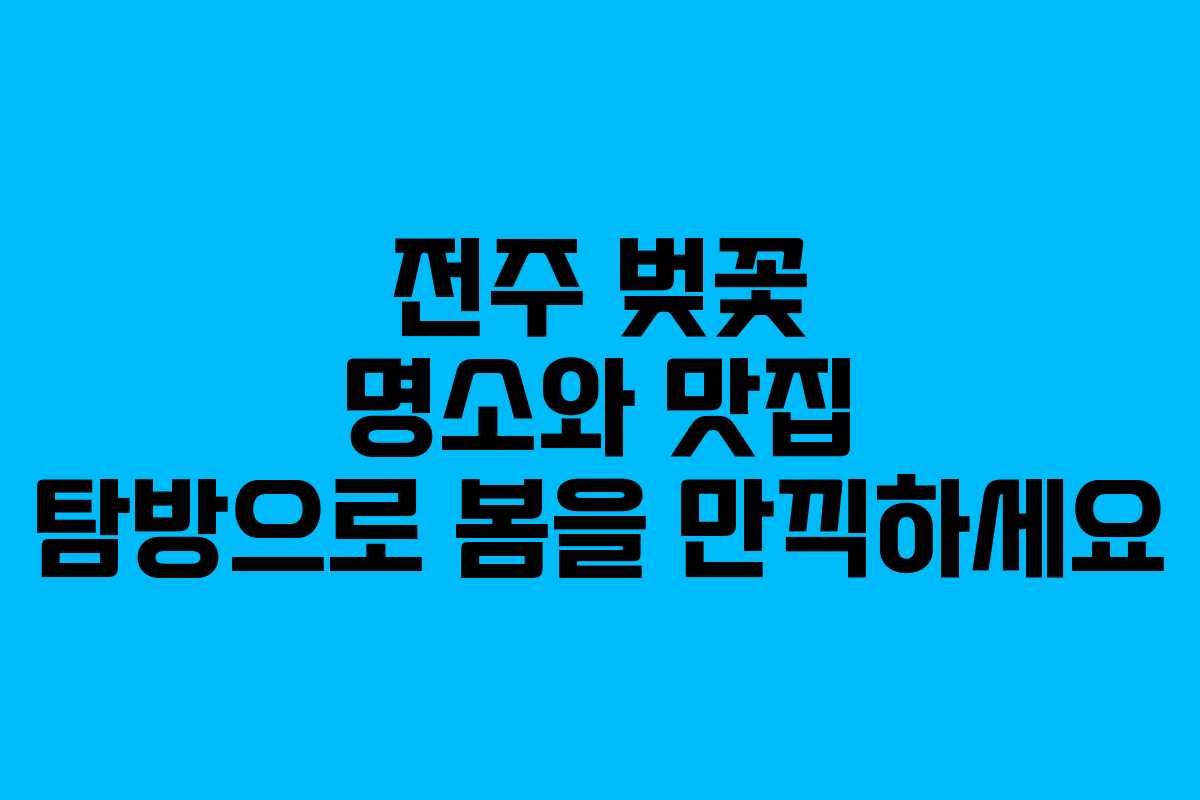 전주 벚꽃 명소와 맛집 탐방으로 봄을 만끽하세요 전주 벚꽃 명소와 맛집 탐방으로 봄을 만끽하세요