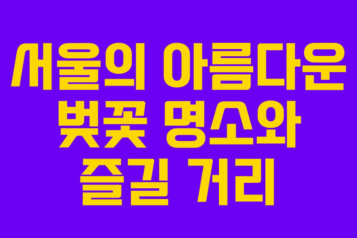 서울의 아름다운 벚꽃 명소와 즐길 거리