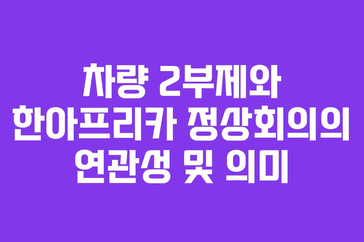 차량 2부제와 한아프리카 정상회의의 연관성 및 의미 차량 2부제와 한아프리카 정상회의의 연관성 및 의미