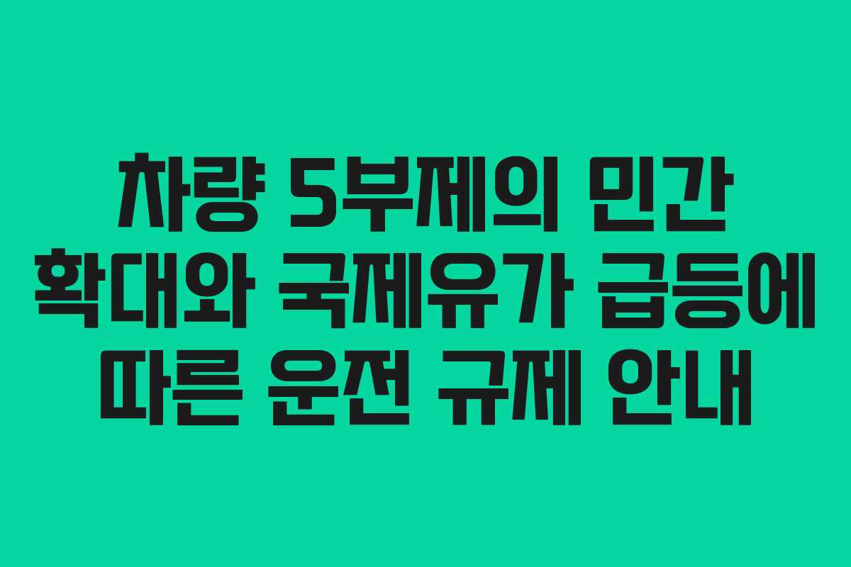 차량 5부제의 민간 확대와 국제유가 급등에 따른 운전 규제 안내