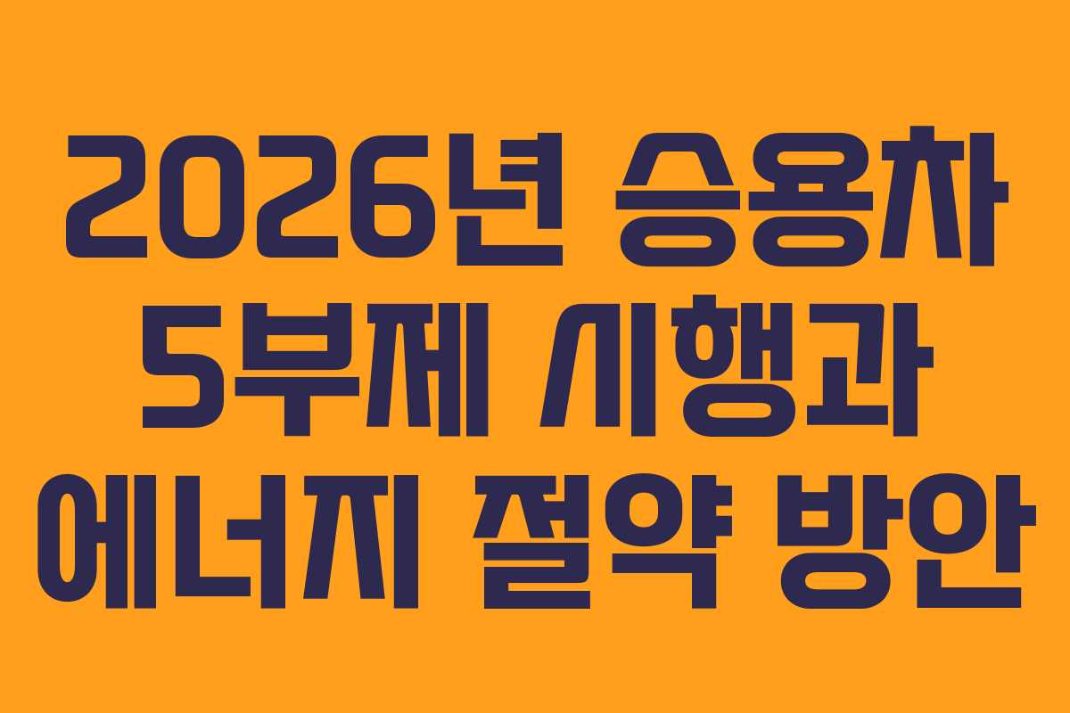 2026년 승용차 5부제 시행과 에너지 절약 방안
