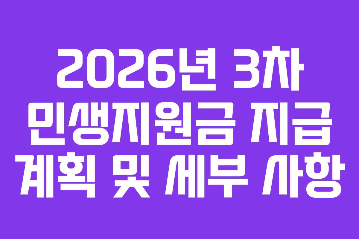 2026년 3차 민생지원금 지급 계획 및 세부 사항 2026년 3차 민생지원금 지급 계획 및 세부 사항