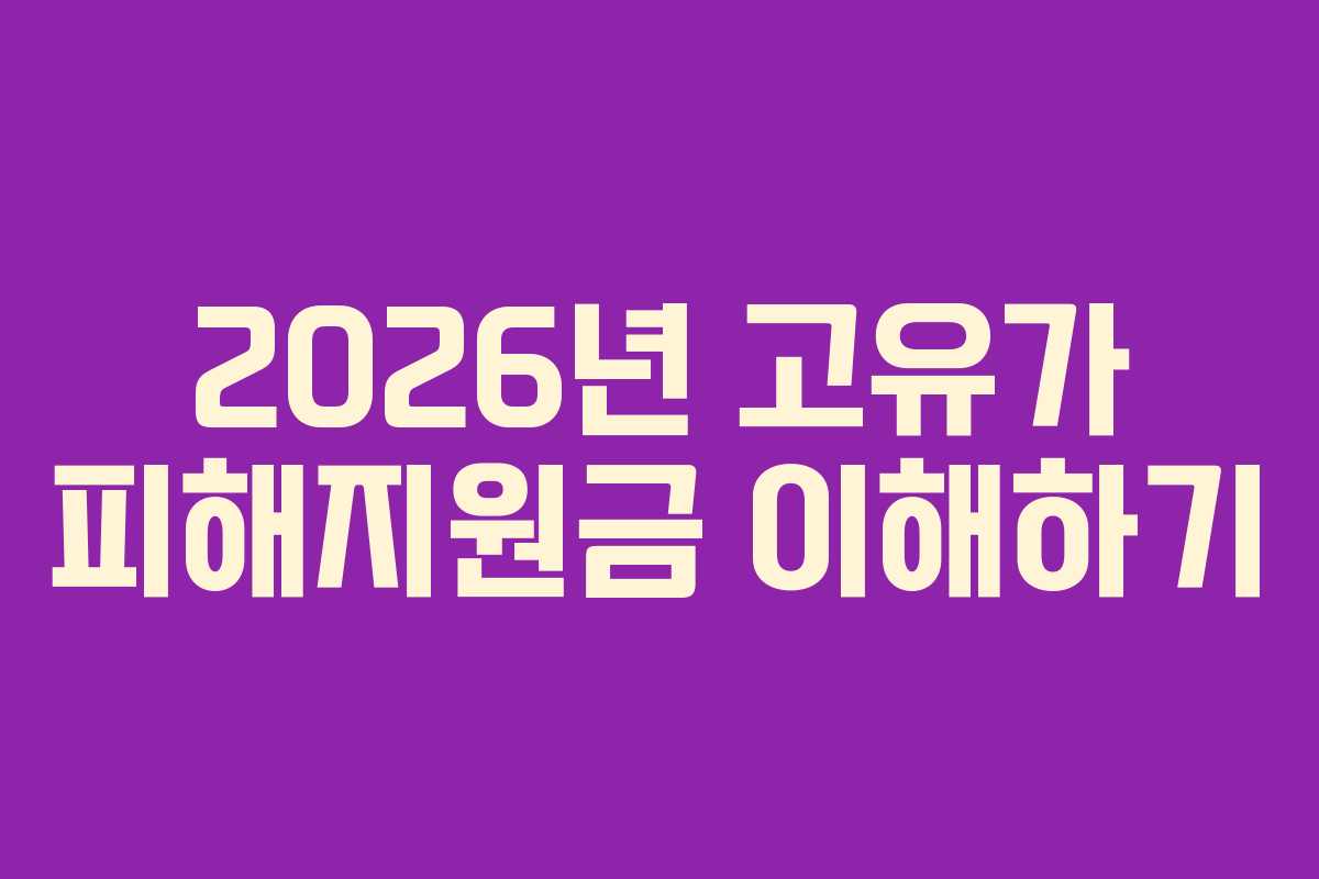 2026년 고유가 피해지원금 이해하기