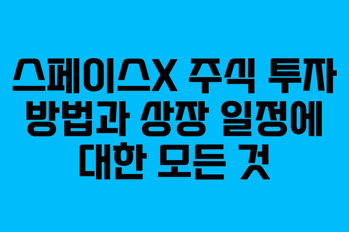 스페이스X 주식 투자 방법과 상장 일정에 대한 모든 것