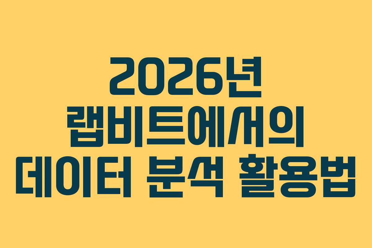 2026년 랩비트에서의 데이터 분석 활용법