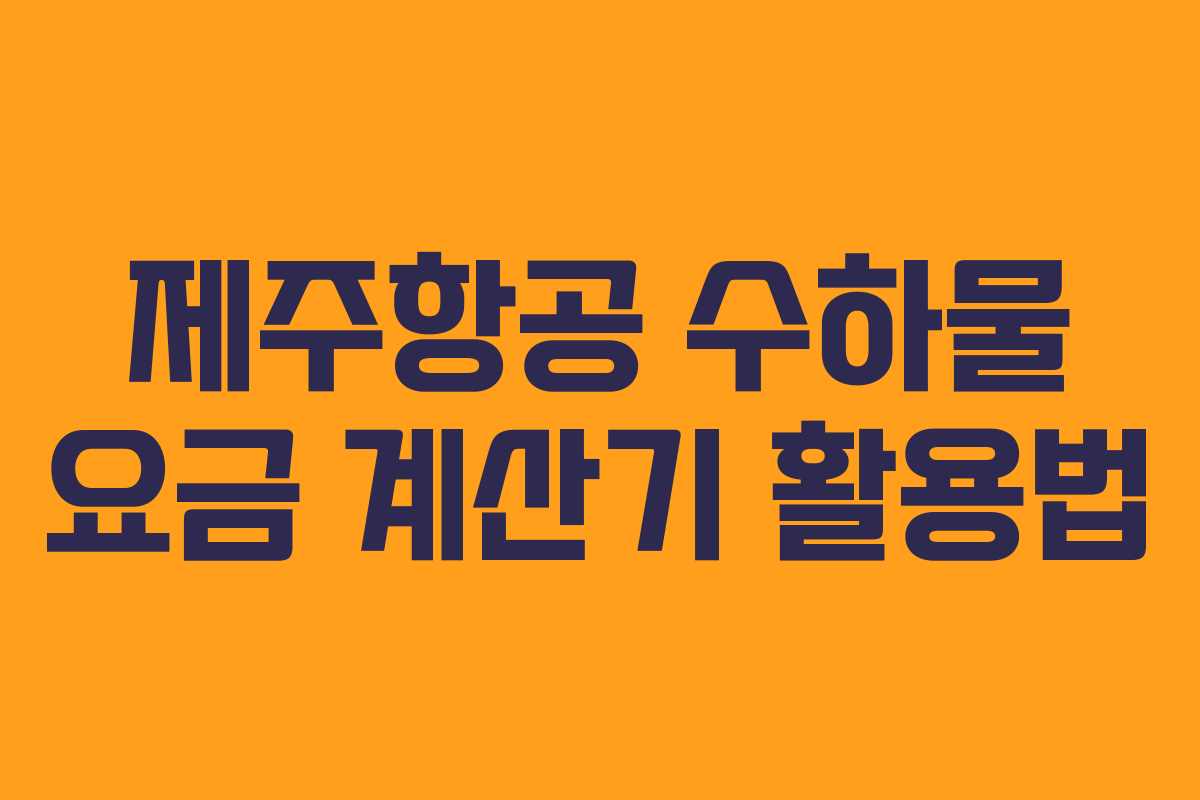 제주항공 수하물 요금 계산기 활용법