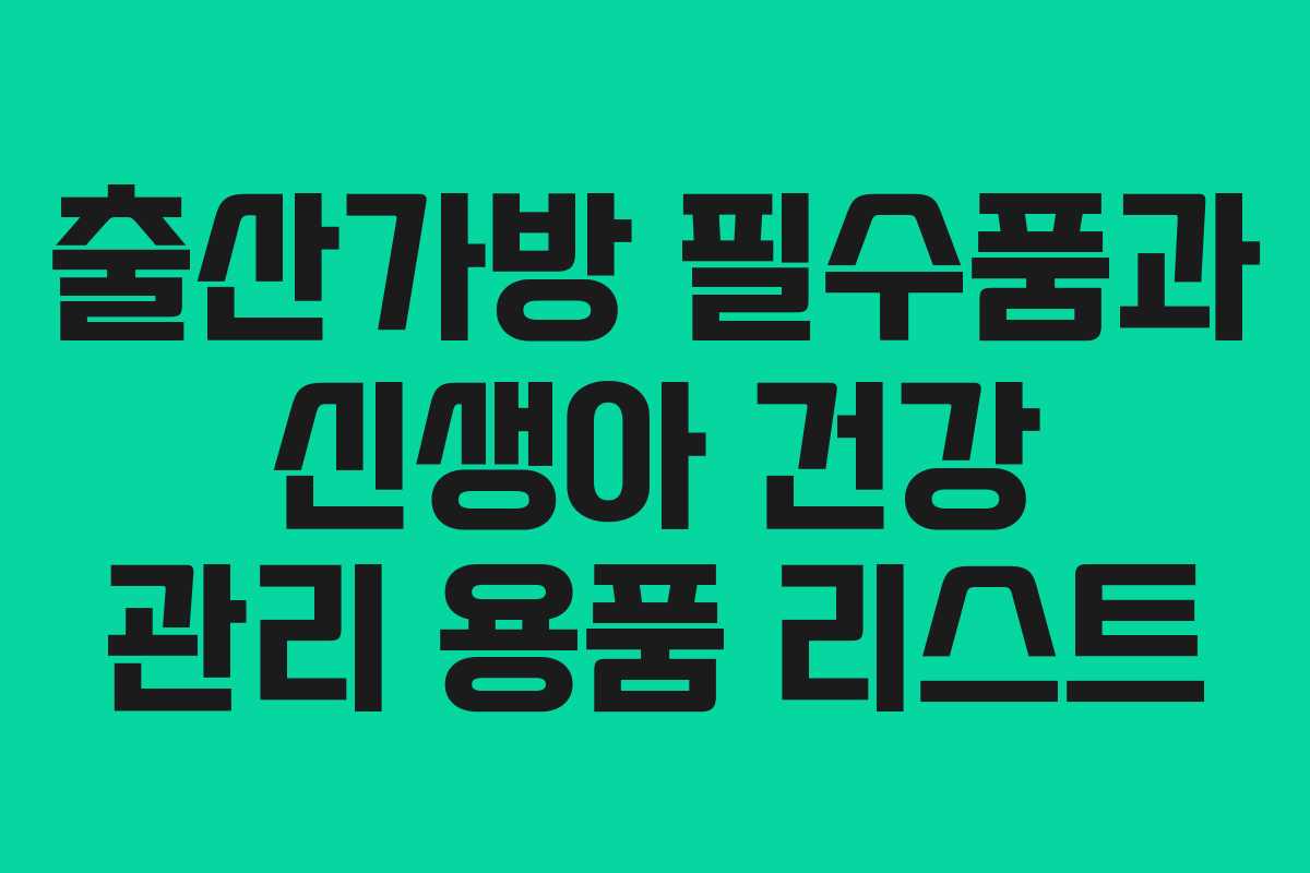 출산가방 필수품과 신생아 건강 관리 용품 리스트