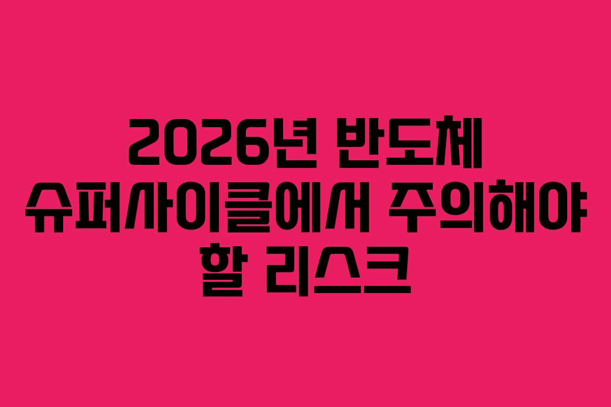 2026년 반도체 슈퍼사이클에서 주의해야 할 리스크