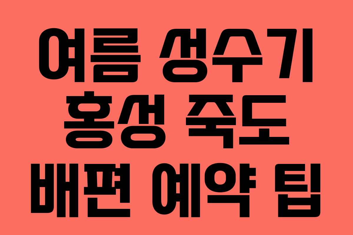 여름 성수기 홍성 죽도 배편 예약 팁