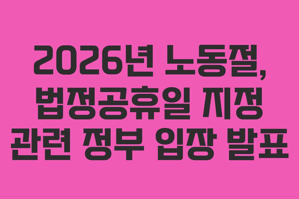 2026년 노동절, 법정공휴일 지정 관련 정부 입장 발표
