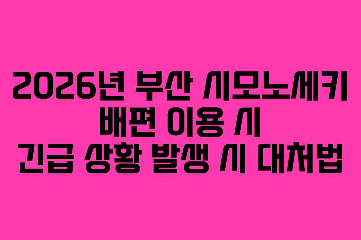 2026년 부산 시모노세키 배편 이용 시 긴급 상황 발생 시 대처법