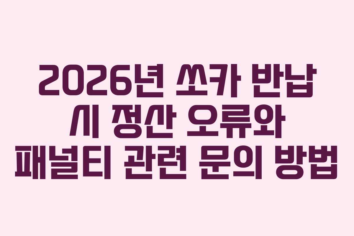 2026년 쏘카 반납 시 정산 오류와 패널티 관련 문의 방법