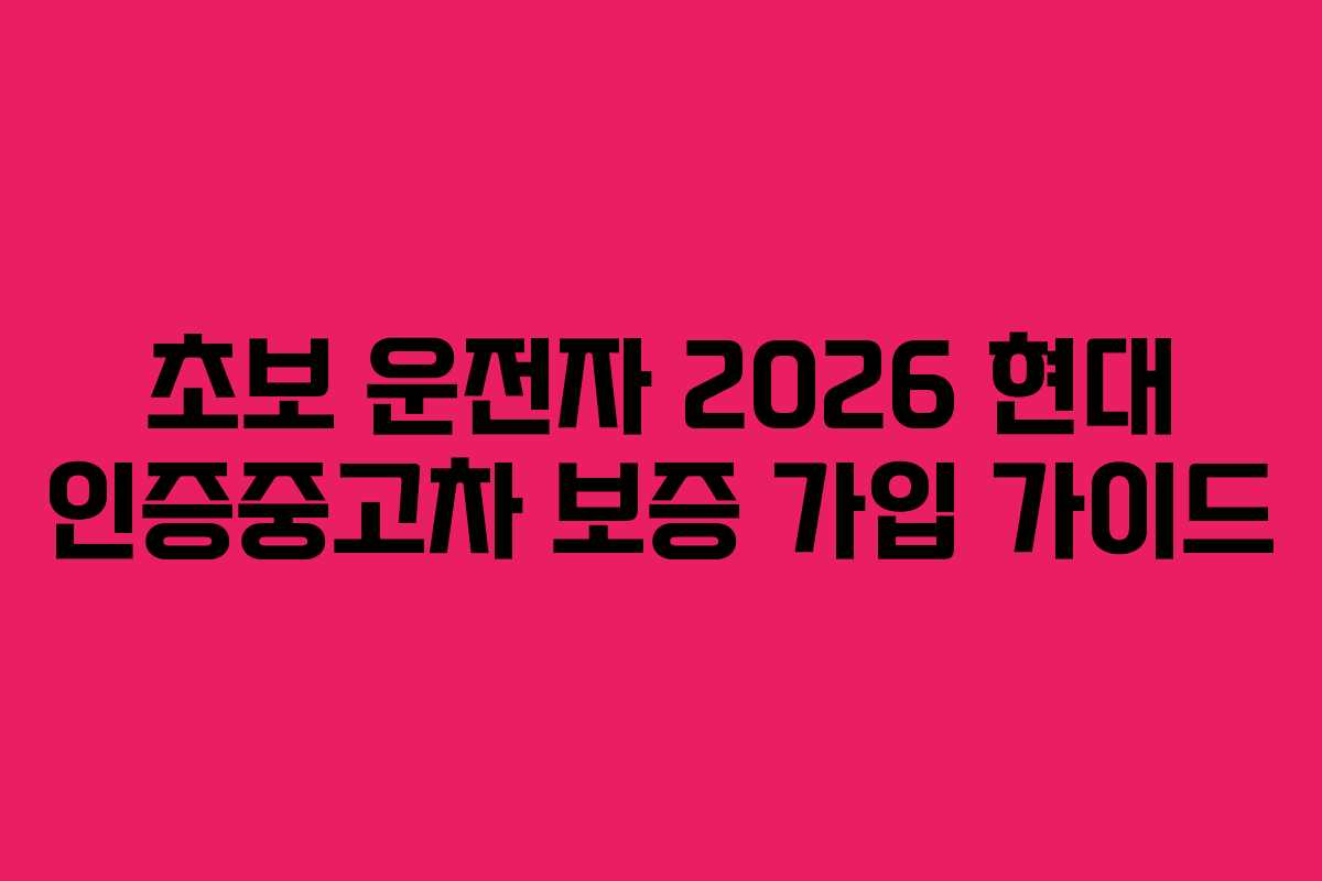 초보 운전자 2026 현대 인증중고차 보증 가입 가이드