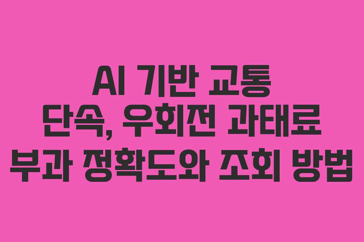 AI 기반 교통 단속, 우회전 과태료 부과 정확도와 조회 방법