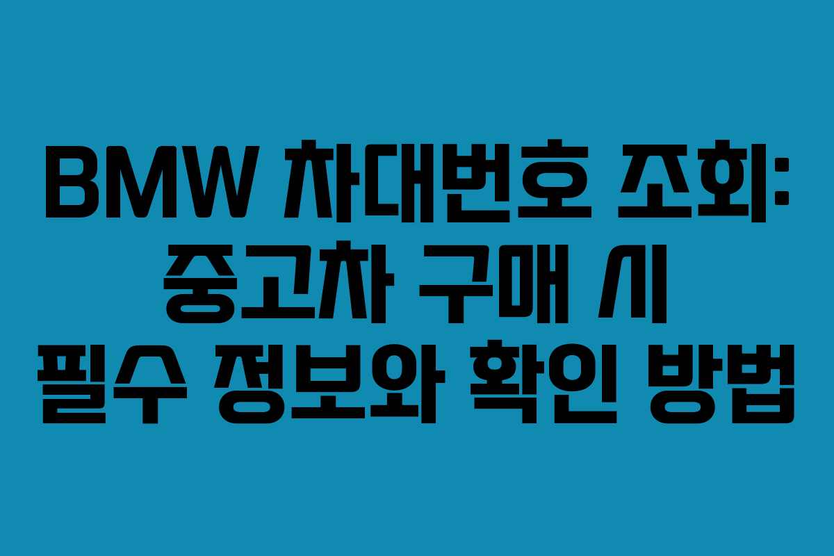 BMW 차대번호 조회: 중고차 구매 시 필수 정보와 확인 방법