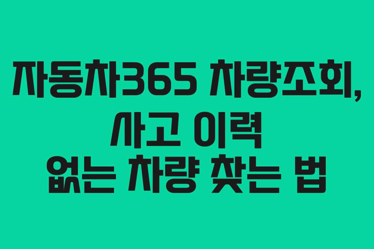 자동차365 차량조회, 사고 이력 없는 차량 찾는 법