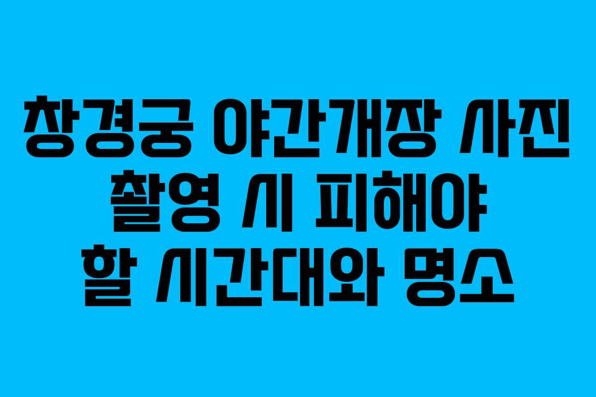 창경궁 야간개장 사진 촬영 시 피해야 할 시간대와 명소
