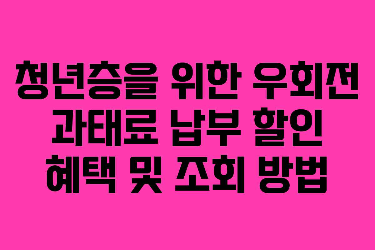 청년층을 위한 우회전 과태료 납부 할인 혜택 및 조회 방법