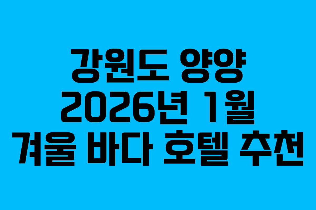강원도 양양 2026년 1월 겨울 바다 호텔 추천
