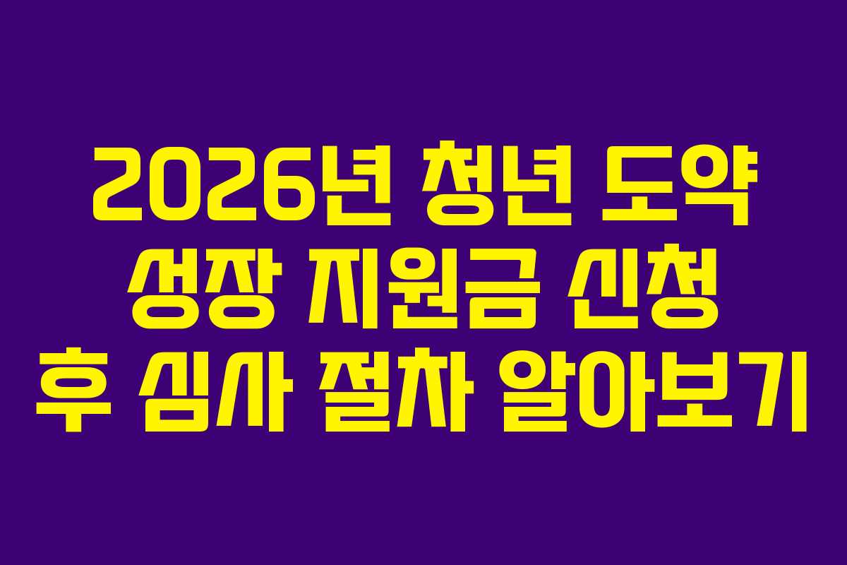 2026년 청년 도약 성장 지원금 신청 후 심사 절차 알아보기