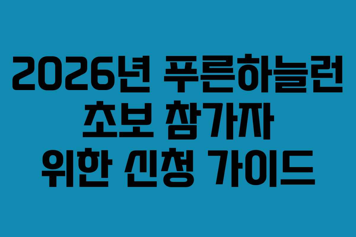 2026년 푸른하늘런 초보 참가자 위한 신청 가이드