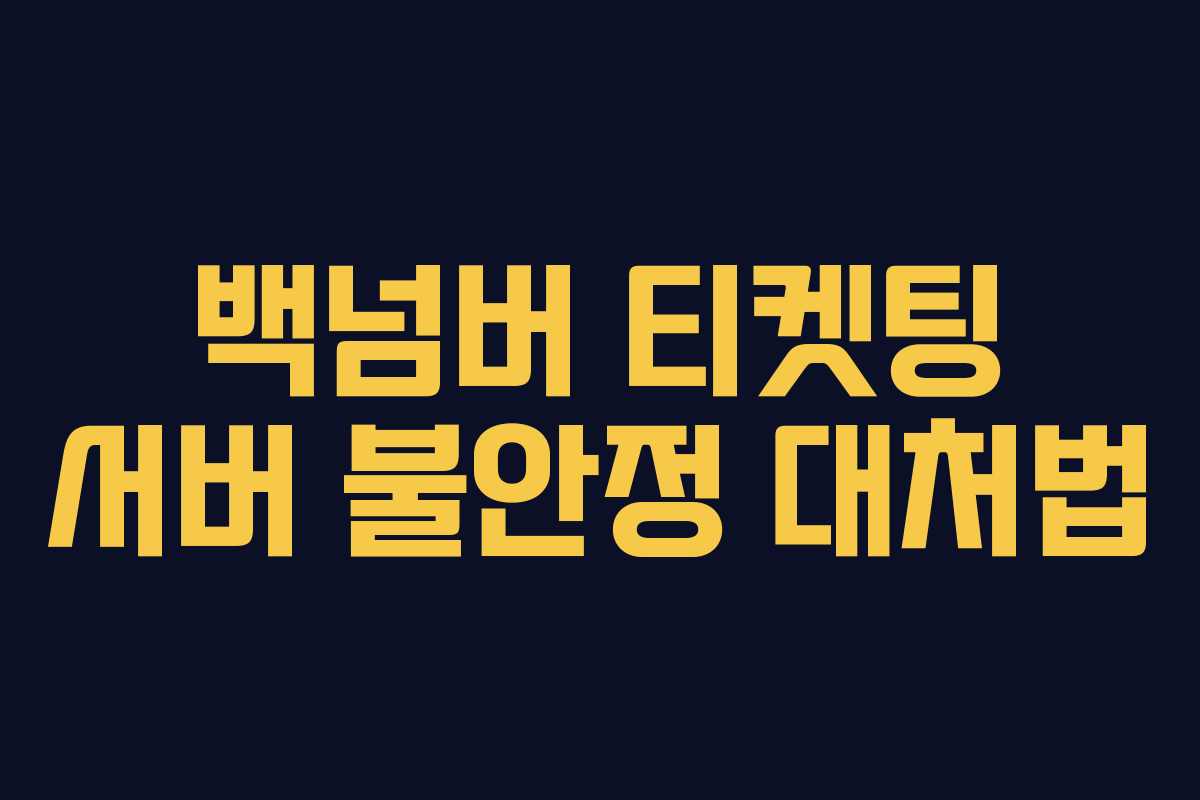 백넘버 티켓팅 서버 불안정 대처법