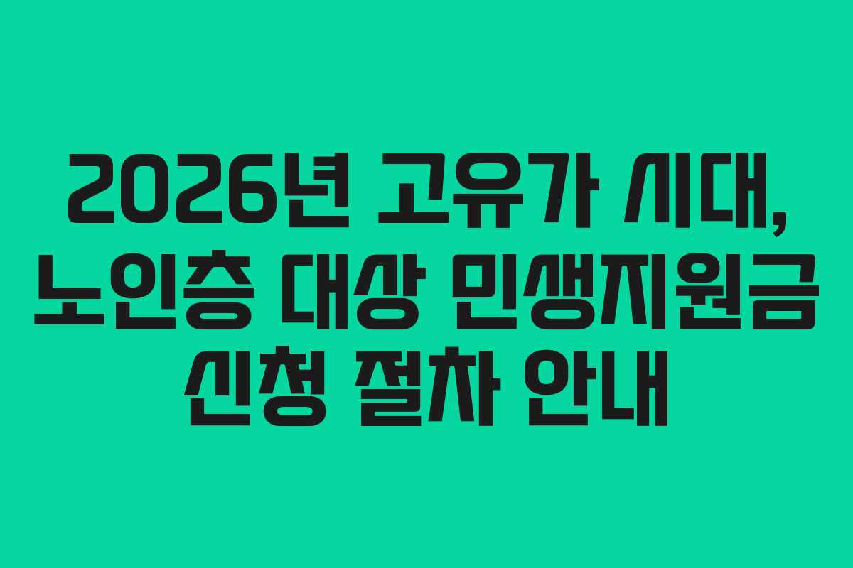 2026년 고유가 시대, 노인층 대상 민생지원금 신청 절차 안내