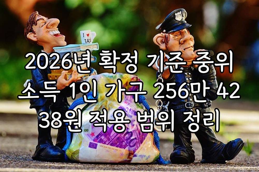 2026년 확정 기준 중위소득 1인 가구 256만 4238원 적용 범위 정리