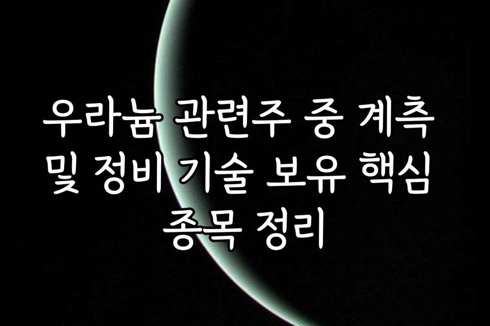 우라늄 관련주 중 계측 및 정비 기술 보유 핵심 종목 정리