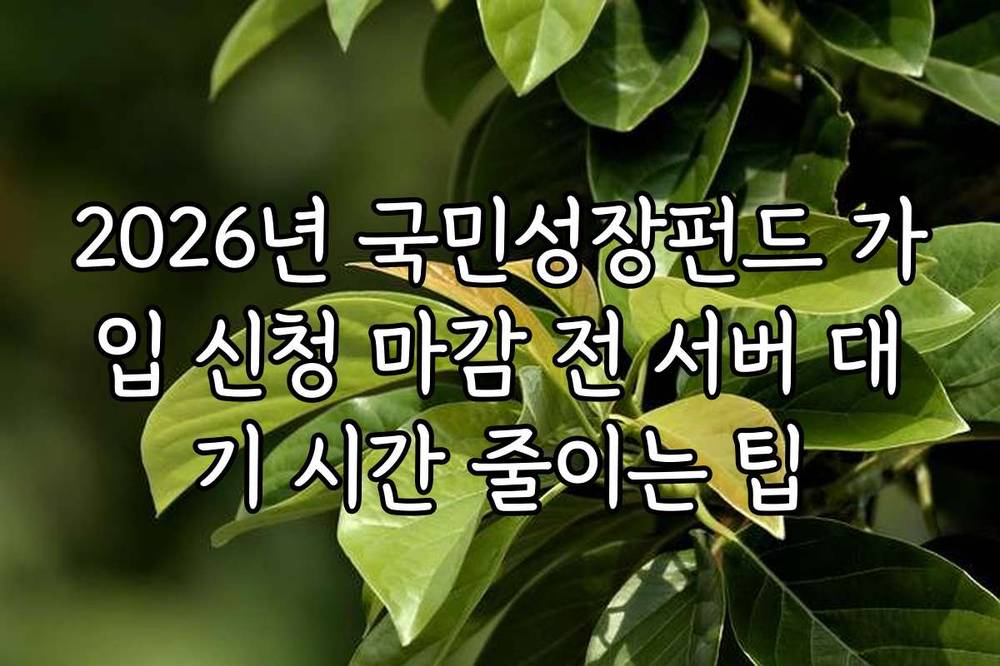 2026년 국민성장펀드 가입 신청 마감 전 서버 대기 시간 줄이는 팁