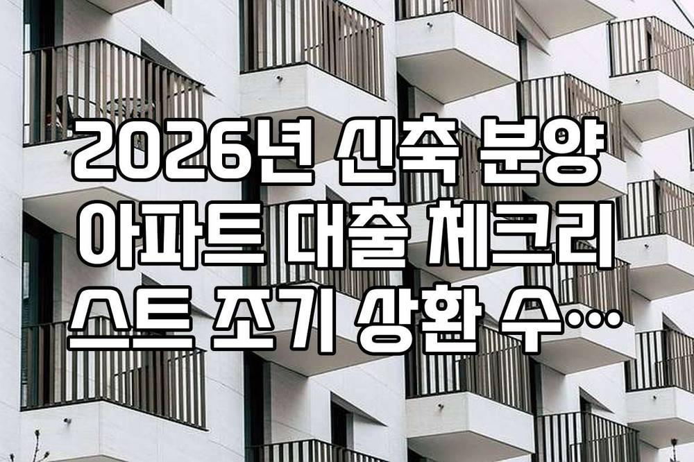 2026년 신축 분양 아파트 대출 체크리스트 조기 상환 수수료 면제 조건 확인