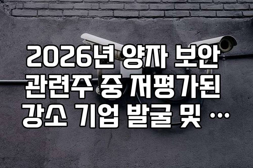 2026년 양자 보안 관련주 중 저평가된 강소 기업 발굴 및 매수 타이밍