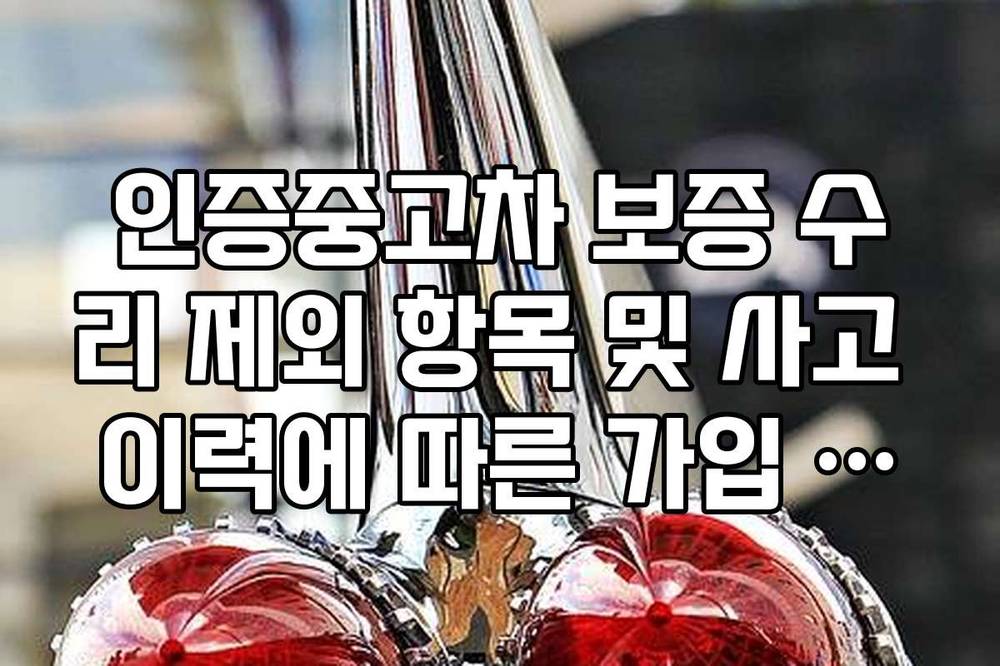 인증중고차 보증 수리 제외 항목 및 사고 이력에 따른 가입 제한 규정