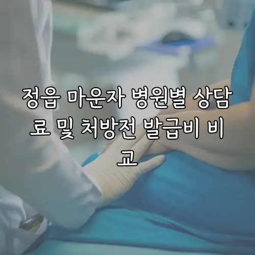 정읍 마운자 병원별 상담료 및 처방전 발급비 비교