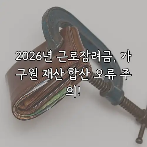 2026년 근로장려금, 가구원 재산 합산 오류 주의!