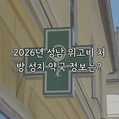 2026년 성남 위고비 처방 성지 약국 정보는?