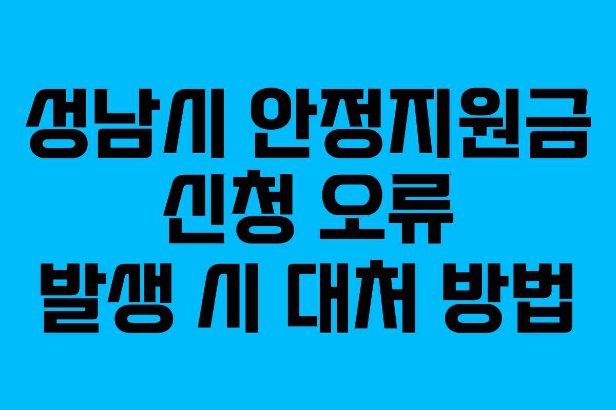 성남시 안정지원금 신청 오류 발생 시 대처 방법