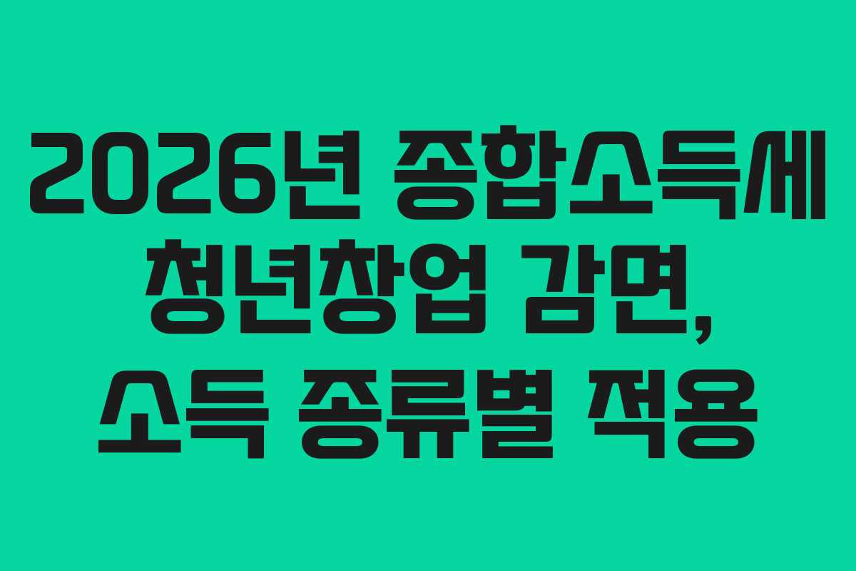 2026년 종합소득세 청년창업 감면, 소득 종류별 적용