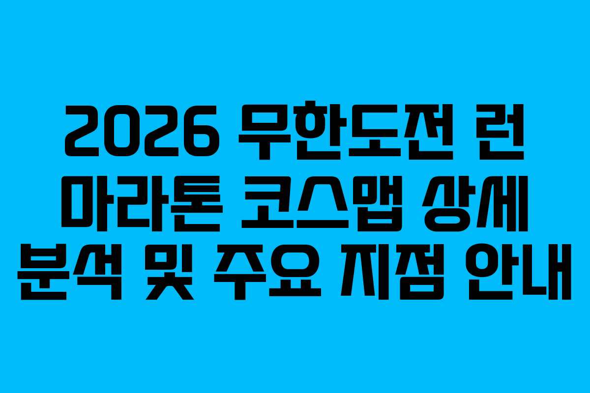 2026 무한도전 런 마라톤 코스맵 상세 분석 및 주요 지점 안내