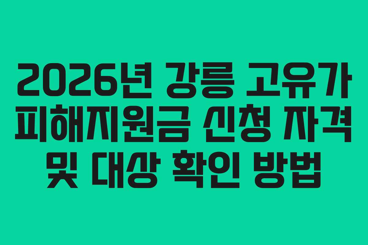 2026년 강릉 고유가 피해지원금 신청 자격 및 대상 확인 방법