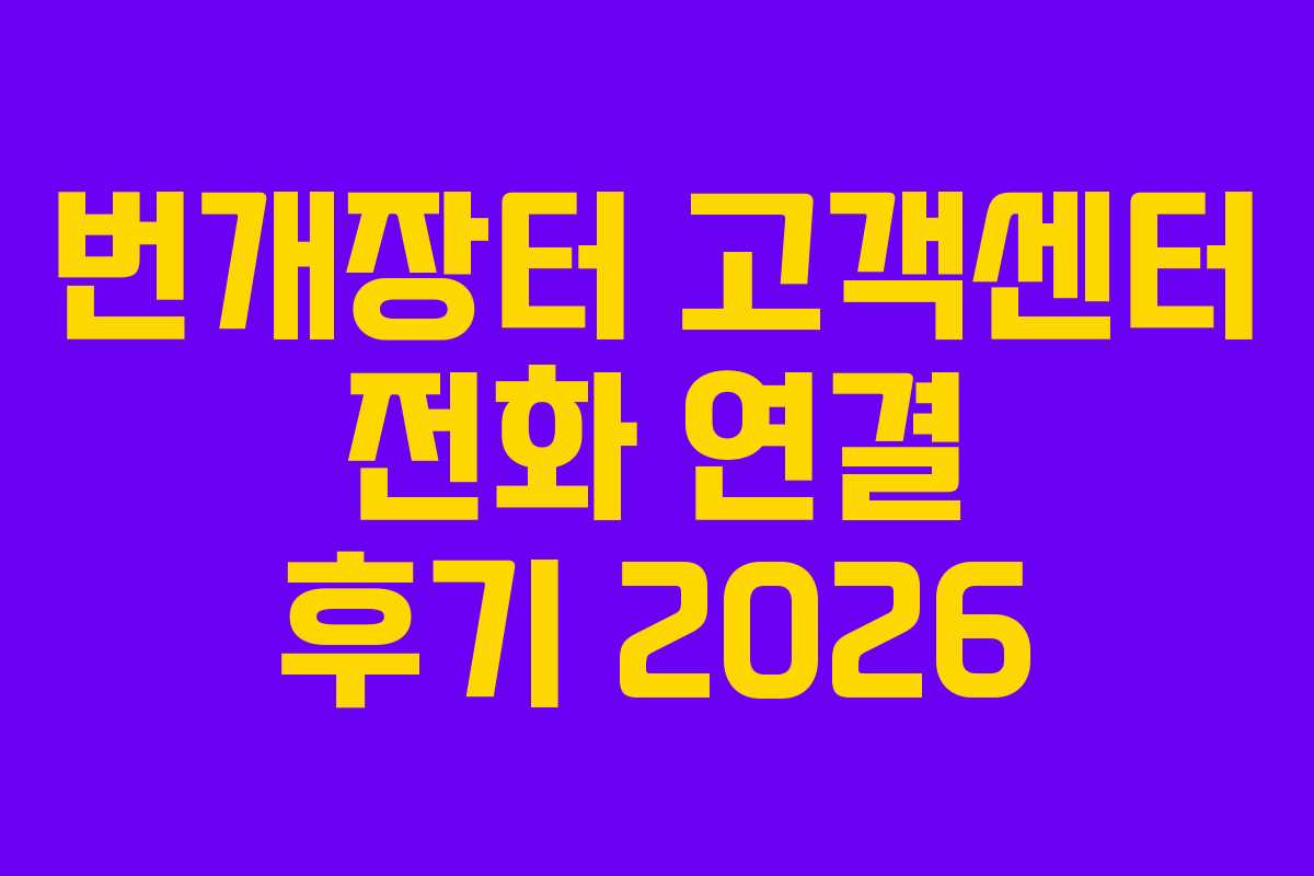 번개장터 고객센터 전화 연결 후기 2026