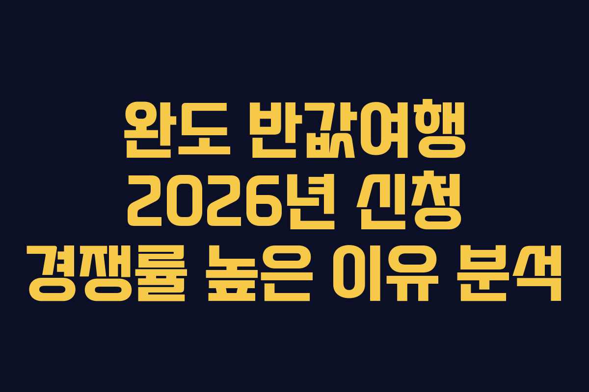 완도 반값여행 2026년 신청 경쟁률 높은 이유 분석